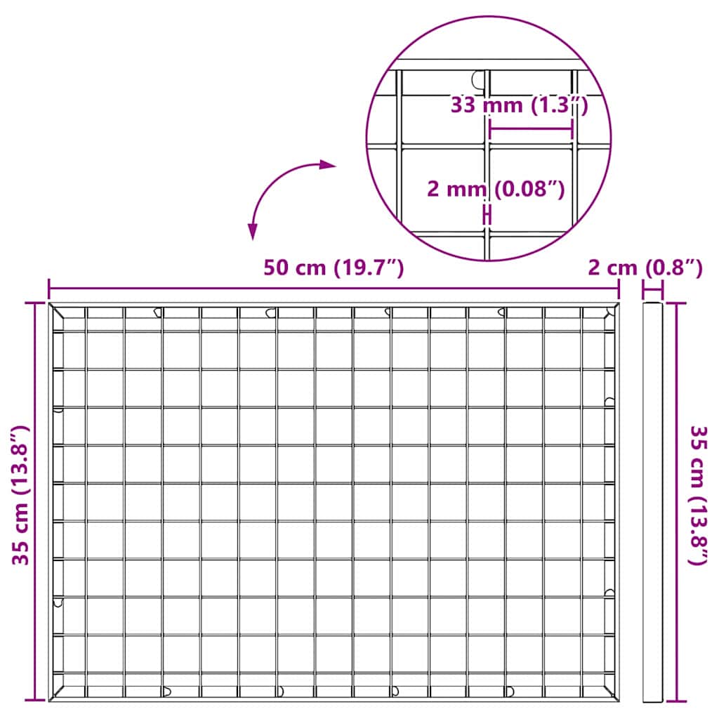 Gitter Silber 50 x 35 x 2 cm Feuerverzinkter Stahl