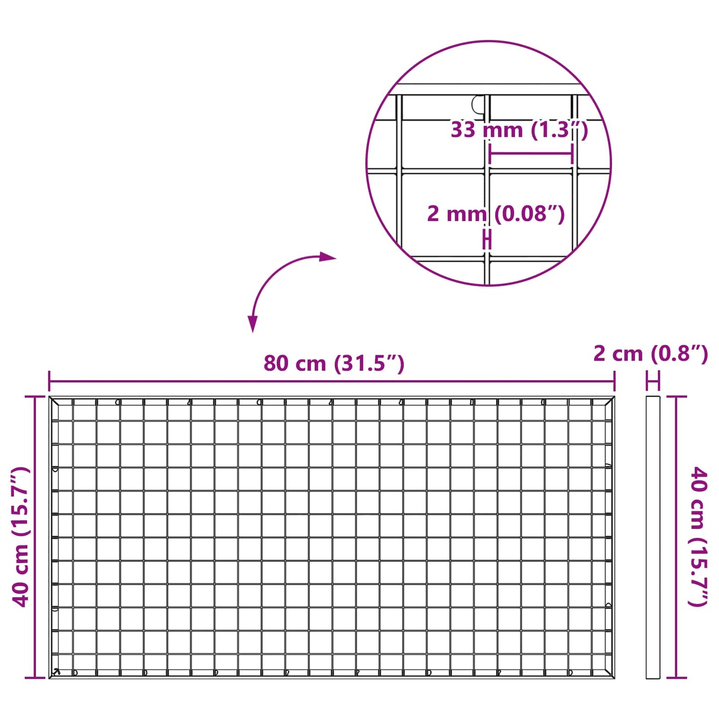 Gitter Silber 80 x 40 x 2 cm Feuerverzinkter Stahl