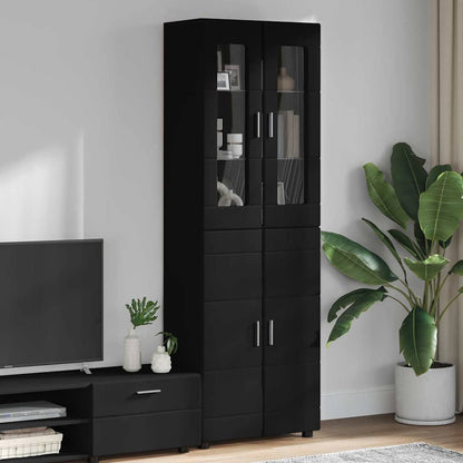 Highboard mit Tür FLORIN Schwarz 60 x 35 x 182 cm Holzwerkstoff
