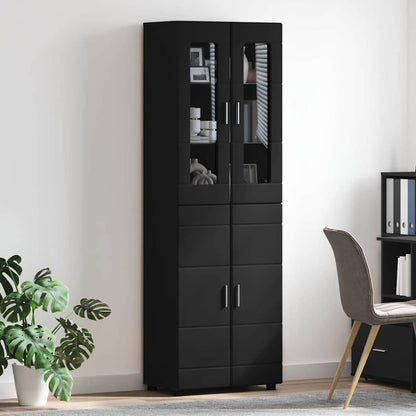 Highboard mit Tür FLORIN Schwarz 60 x 35 x 182 cm Holzwerkstoff