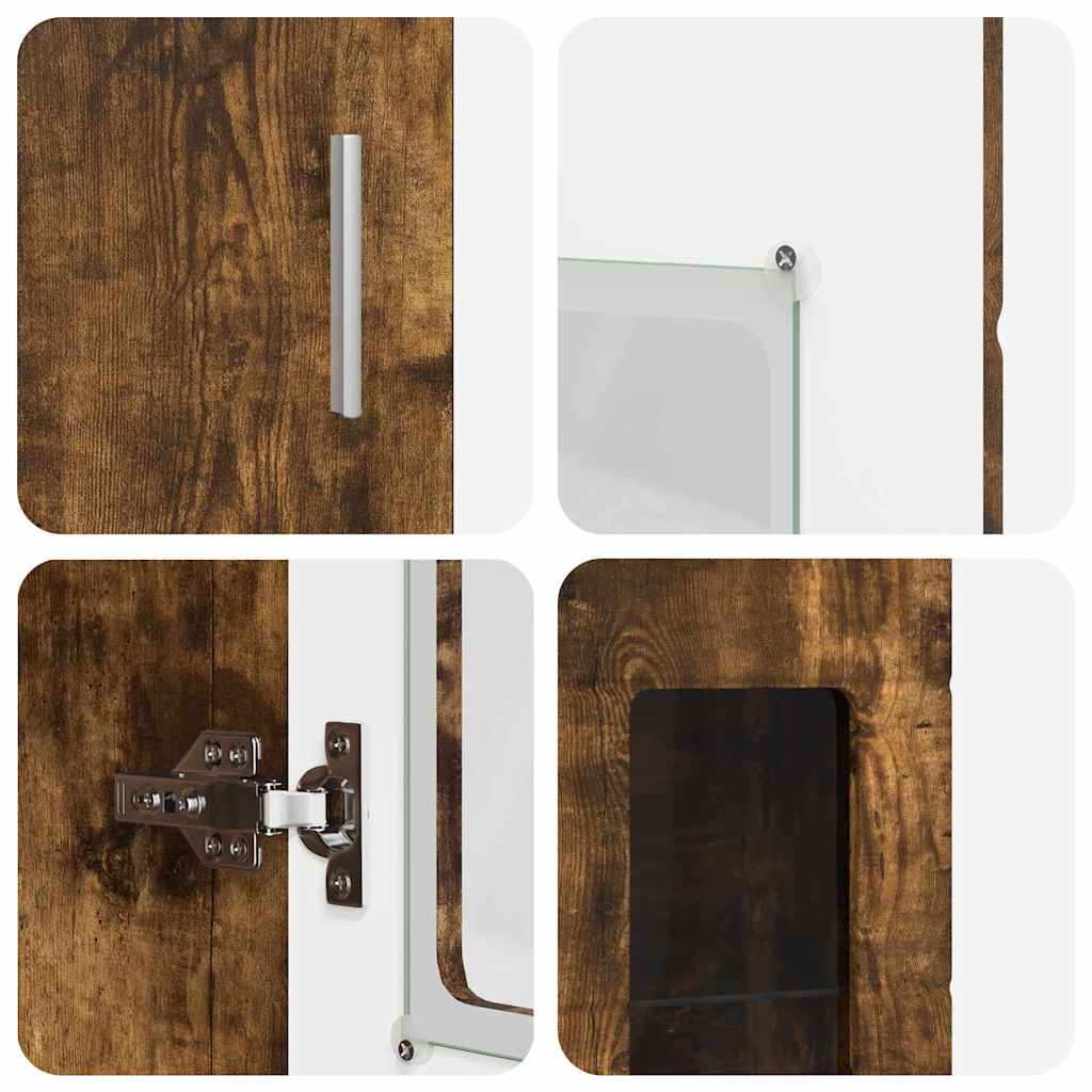 Highboard mit Regal FLORIN Geräucherte Eiche 60 x 35 x 182 cm