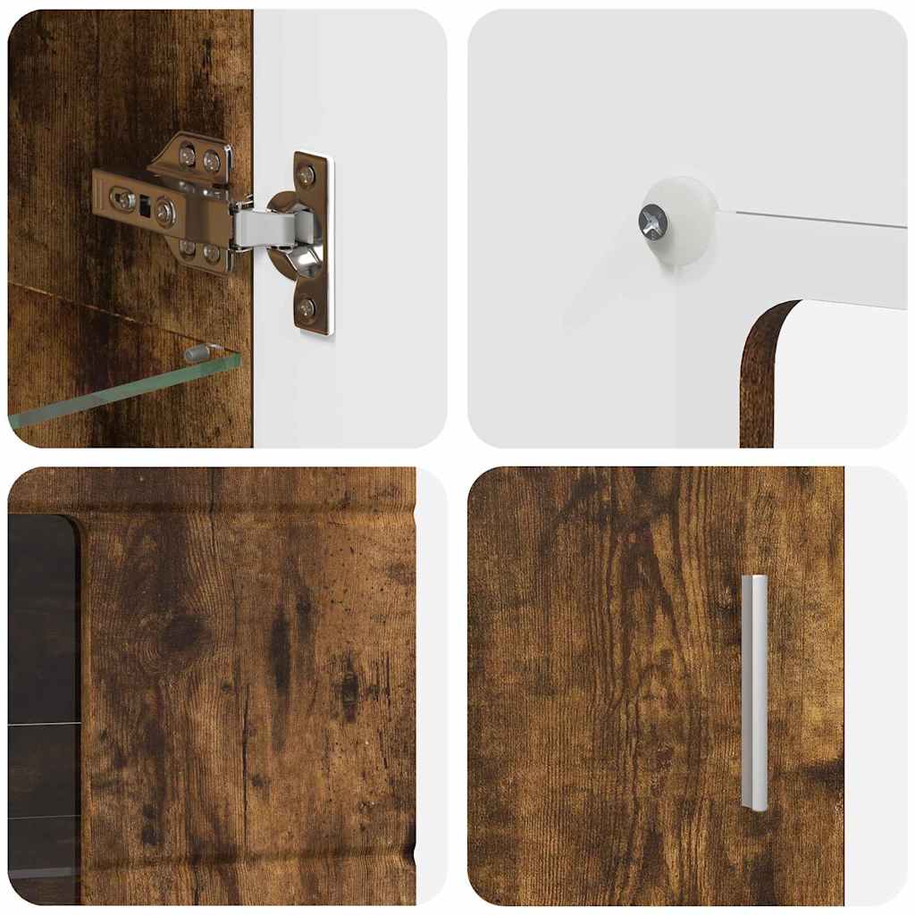 TV-Schrankset mit Regal FLORIN Geräucherte Eiche Holzwerkstoff