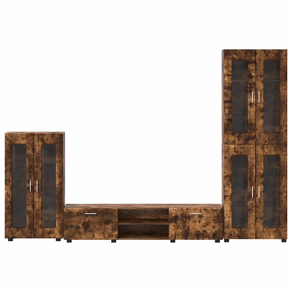 TV-Schrankset mit Regal FLORIN Geräucherte Eiche Holzwerkstoff