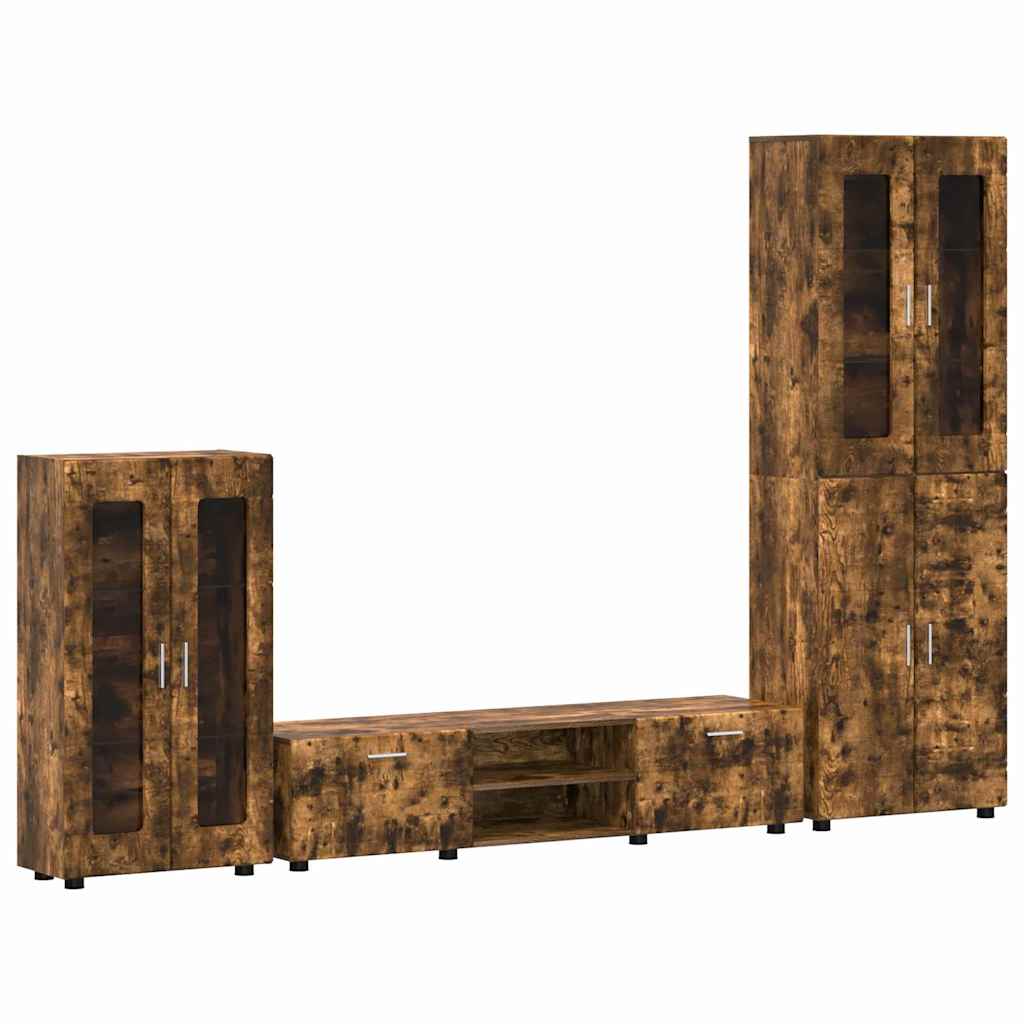 TV-Schrankset mit Regal FLORIN Geräucherte Eiche Holzwerkstoff