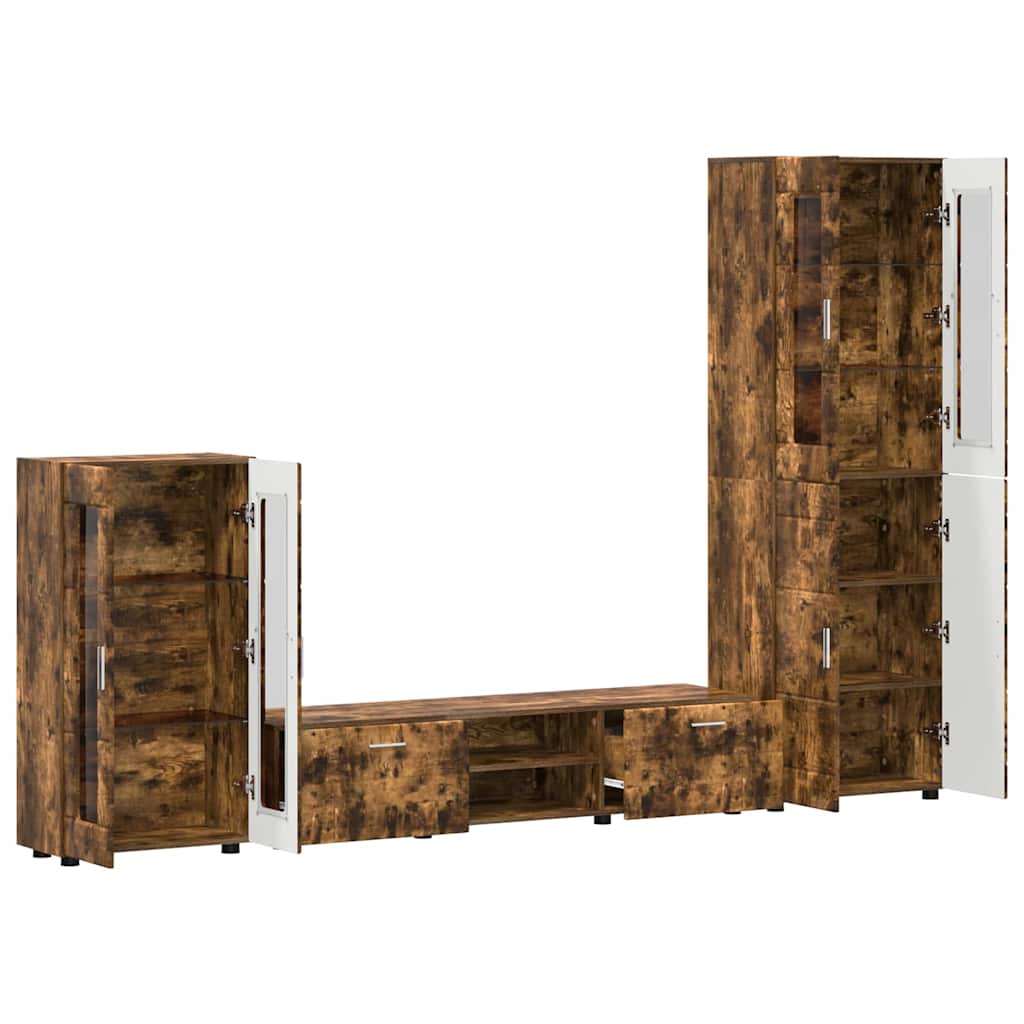 TV-Schrankset mit Regal FLORIN Geräucherte Eiche Holzwerkstoff