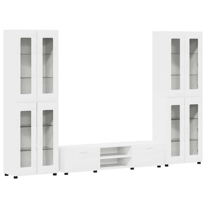 TV-Schrankset mit Schubladen mit Tür FLORIN Weiß Holzwerkstoff