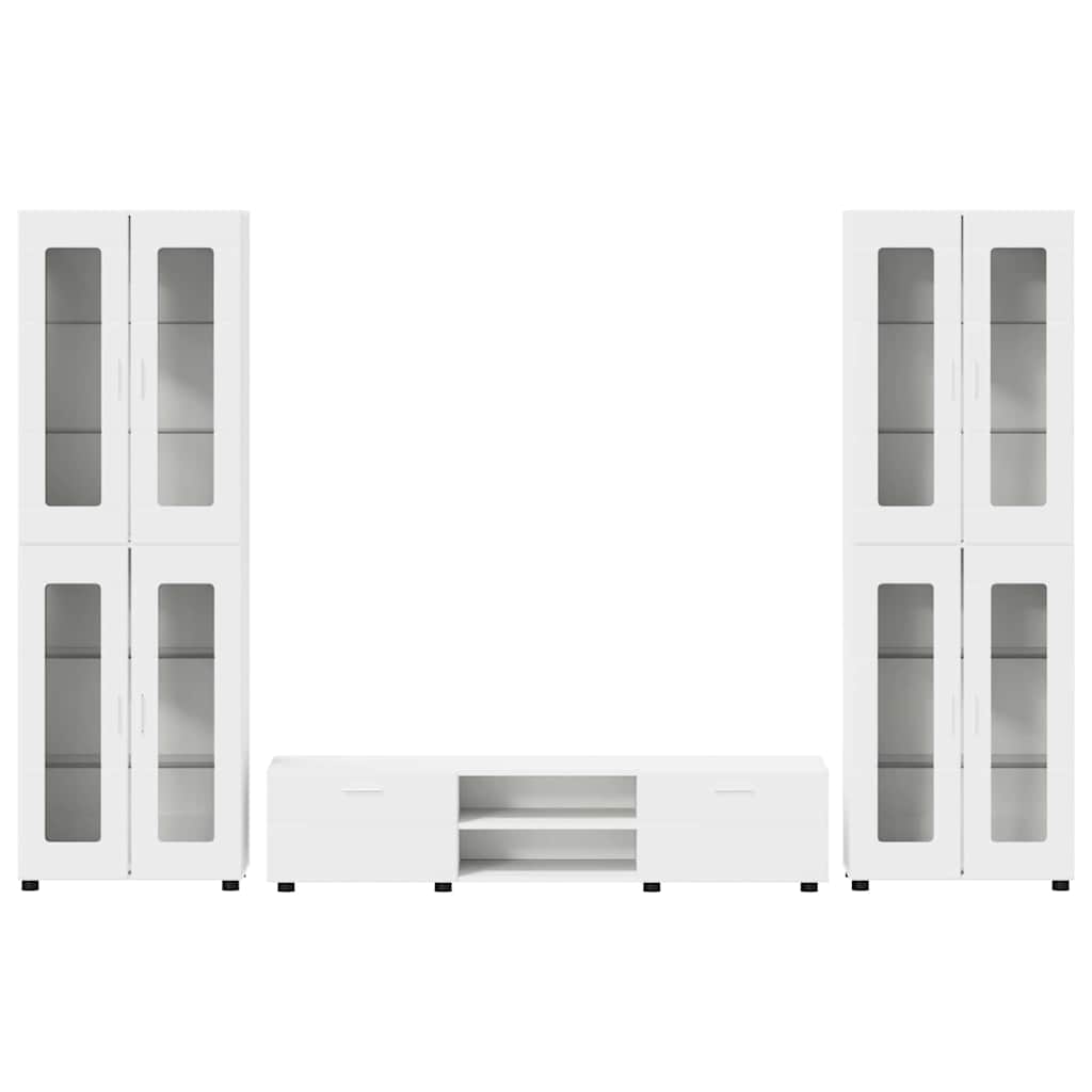 TV-Schrankset mit Schubladen mit Tür FLORIN Weiß Holzwerkstoff