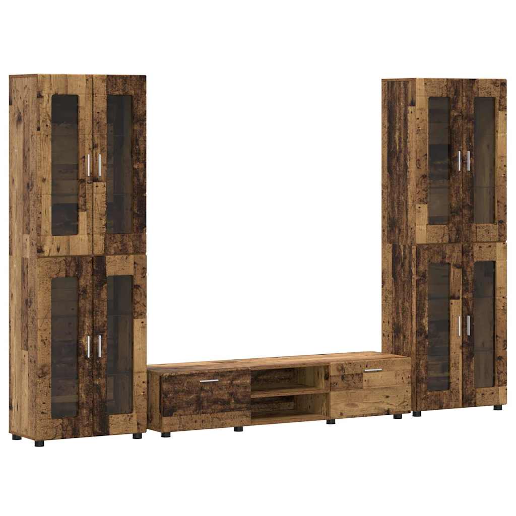 TV-Schrankset mit Schubladen FLORIN Altholz Holzwerkstoff