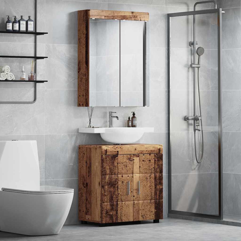 Badezimmermöbel-Set mit Regal TULUM Altholz Holzwerkstoff