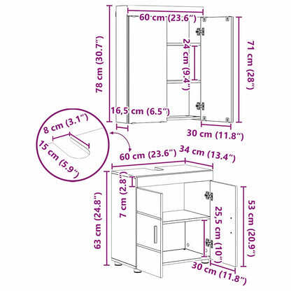 Badezimmermöbel-Set mit Schubladen TULUM Altholz Holzwerkstoff