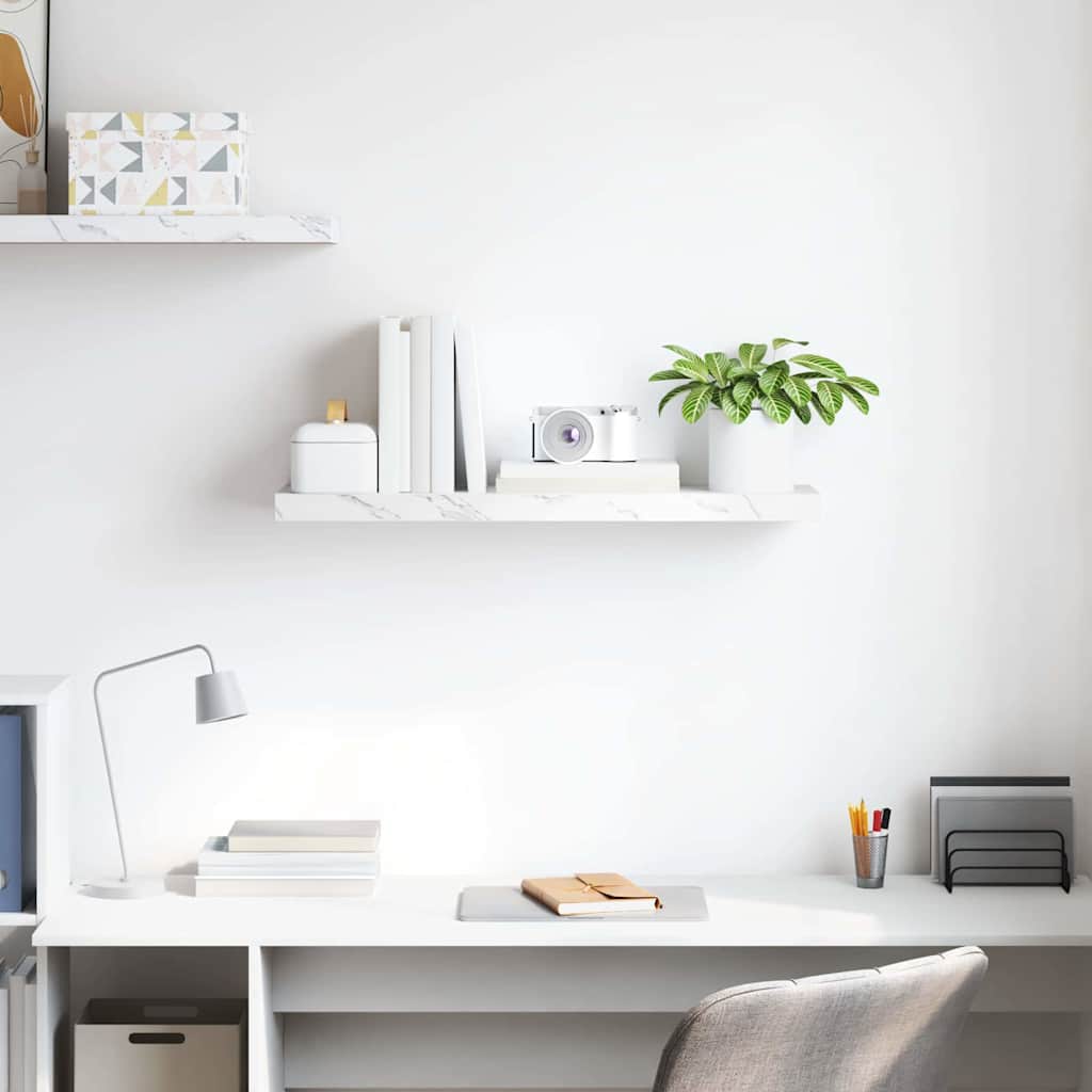 Wandregal Weiß Marmor 90 x 23,5 x 4 cm Holzwerkstoff