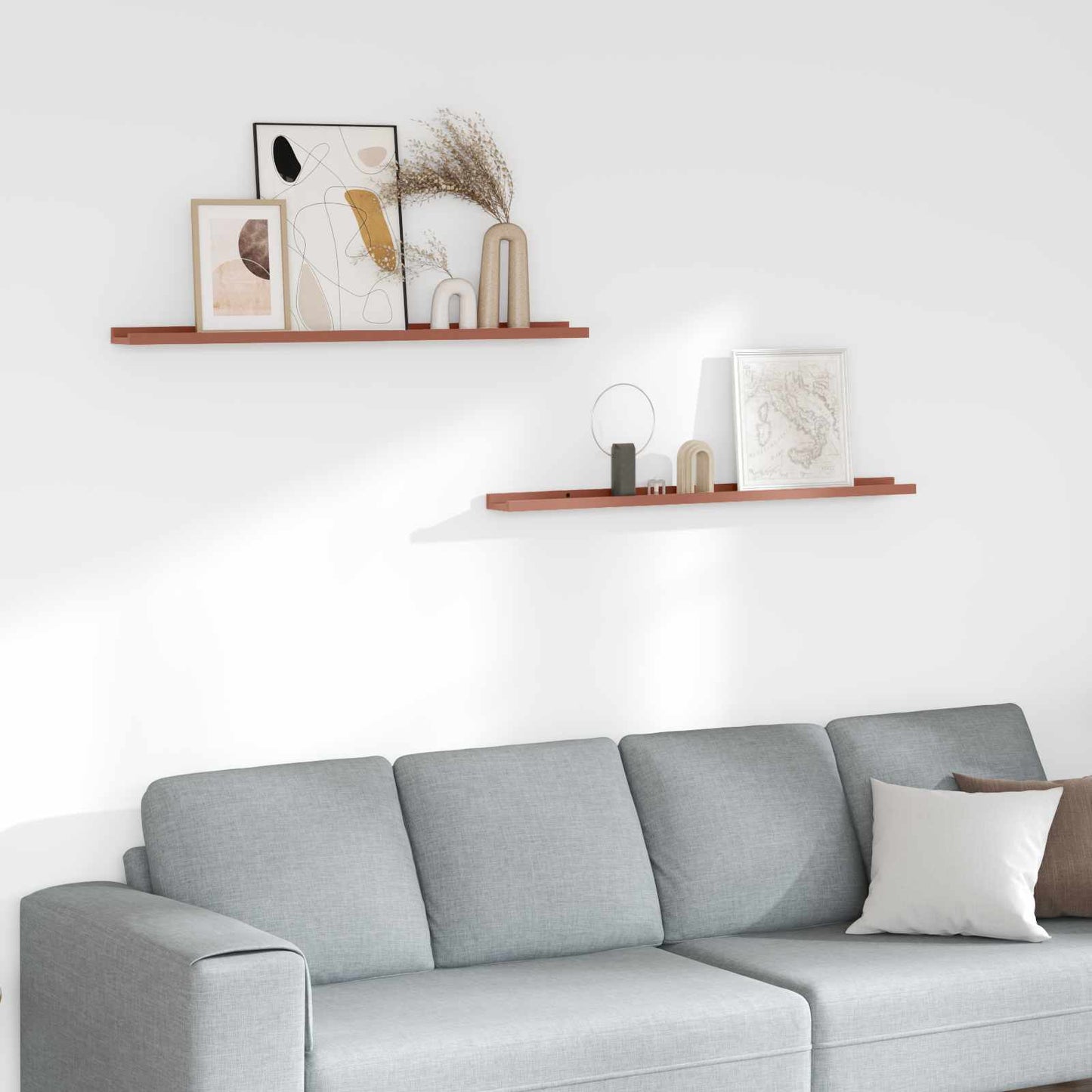 Wandregal mit Regal 2 pcs Rot 100 x 9 x 3 cm Holzwerkstoff