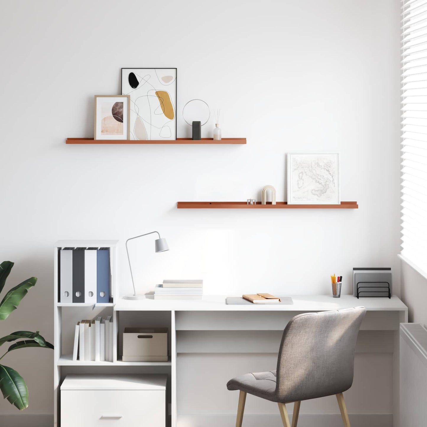 Wandregal mit Regal 2 pcs Rot 100 x 9 x 3 cm Holzwerkstoff