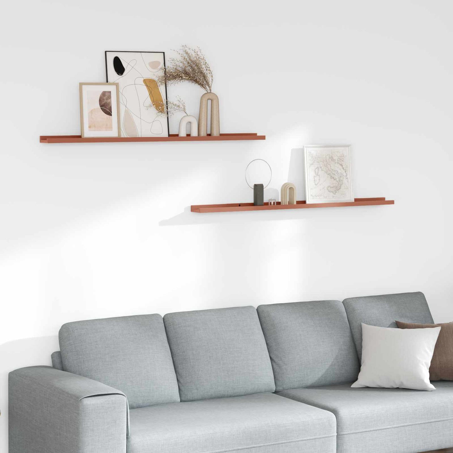 Wandregal mit Regal 2 pcs Rot 115 x 9 x 3 cm Holzwerkstoff