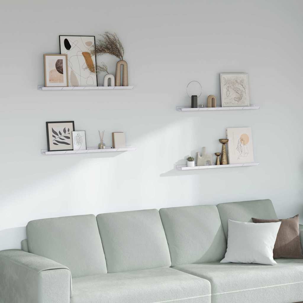 Wandregal 4 pcs Weiß Marmor 80 x 9 x 3 cm Holzwerkstoff