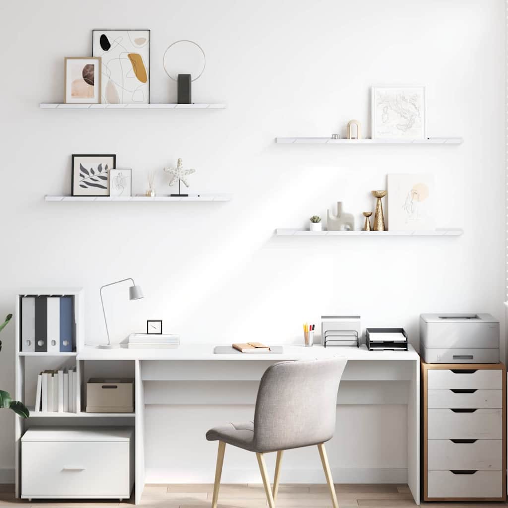 Wandregal 4 pcs Weiß Marmor 100 x 9 x 3 cm Holzwerkstoff