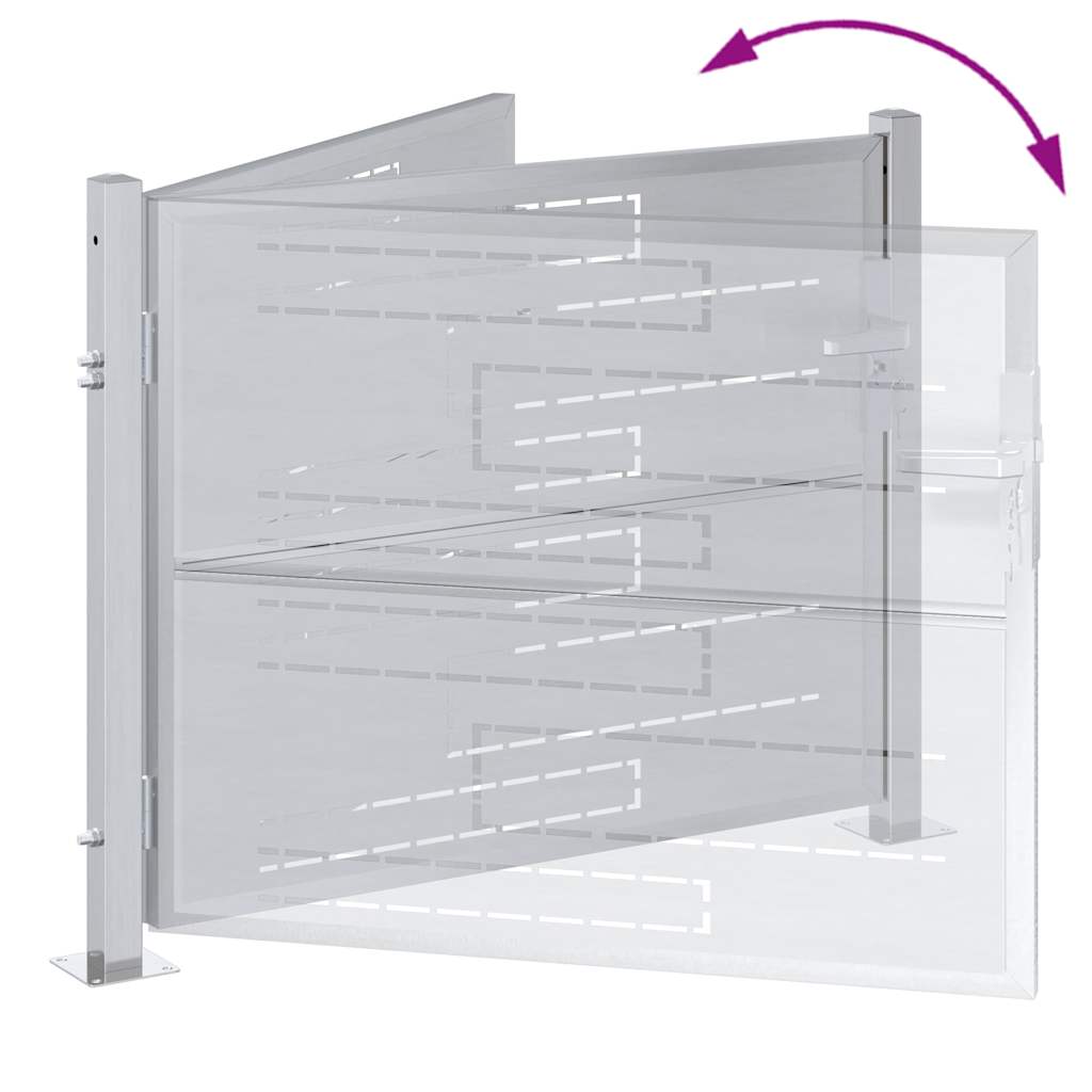 Gartentor mit Schloss Silber 85 x 70 cm Edelstahl