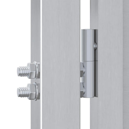 Gartentor mit Schloss Silber 85 x 144 cm Edelstahl