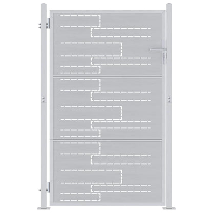Gartentor mit Schloss Silber 85 x 144 cm Edelstahl