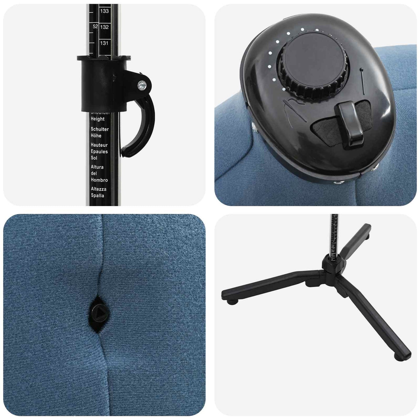 Verstellbare Schneiderpuppe für Männer Blau 37,5-45,5 Zoll