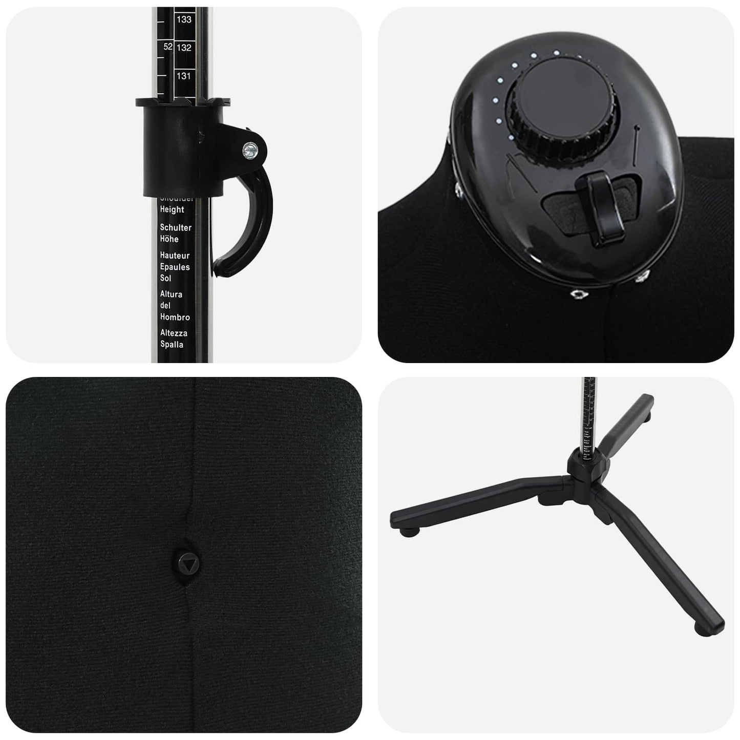 Verstellbare Kleiderform für Damen Schwarz 37,5-45,5 Zoll Stoff