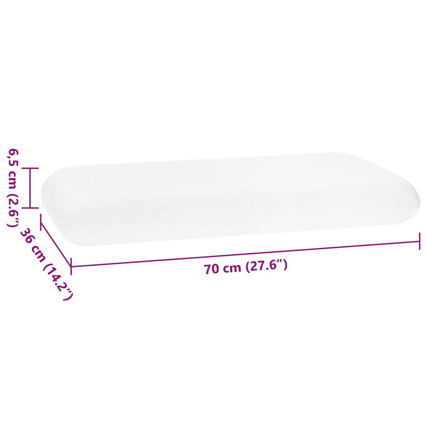 Schlafkissen Uni Weiß 70 x 36 x 6,5 cm Viscoschaum