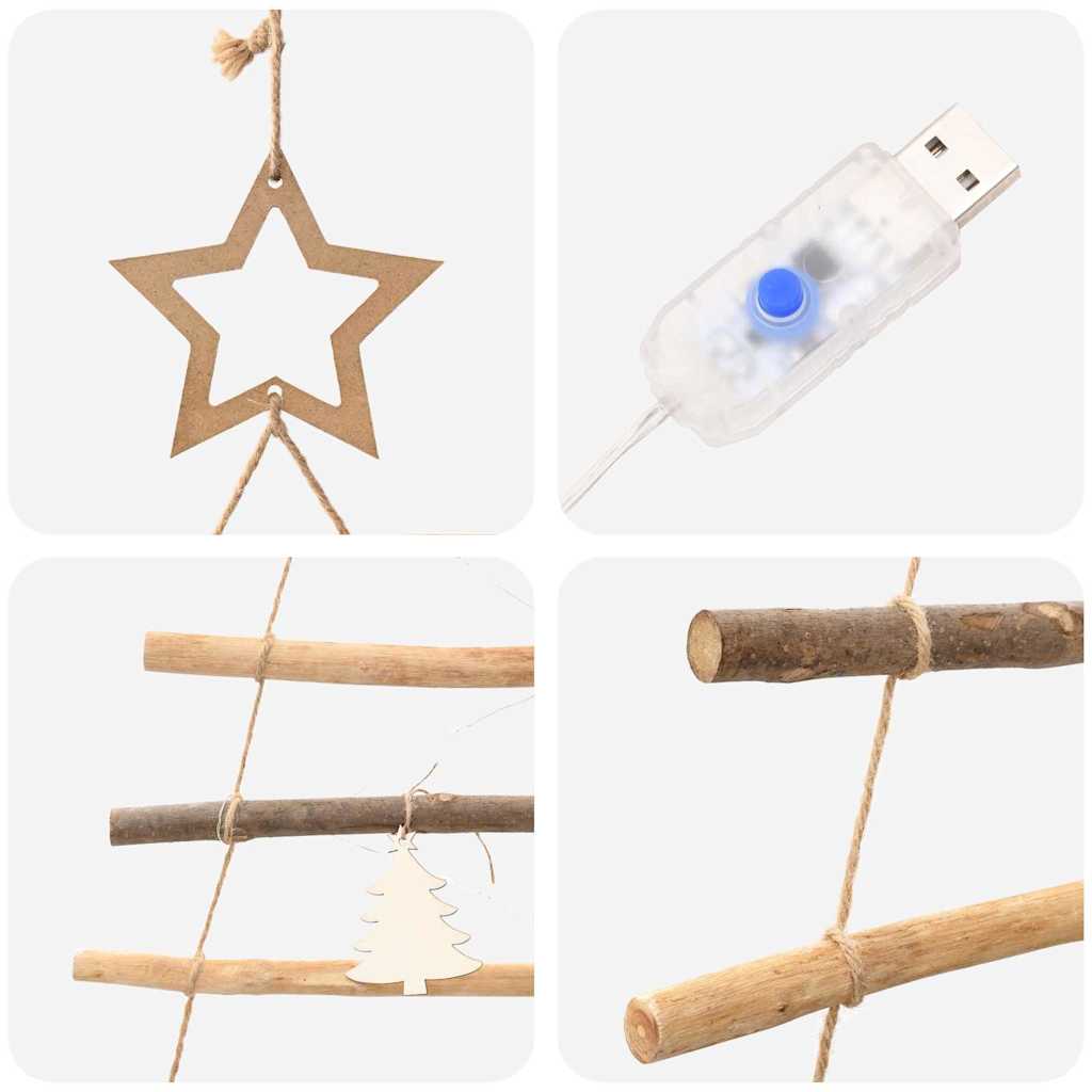 Weihnachtsbaum mit 50 LEDs Natur 120 cm Massives Eschenholz