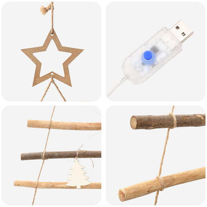 Weihnachtsbaum mit 50 LEDs Natur 120 cm Massives Eschenholz