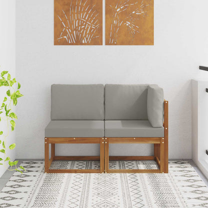 Outdoor Mittel- und Ecksofa 2 Stück Natürlich und Hellgrau