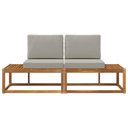 Outdoor End Sofa mit Kissen 2 Stück Natürlich und Hellgrau