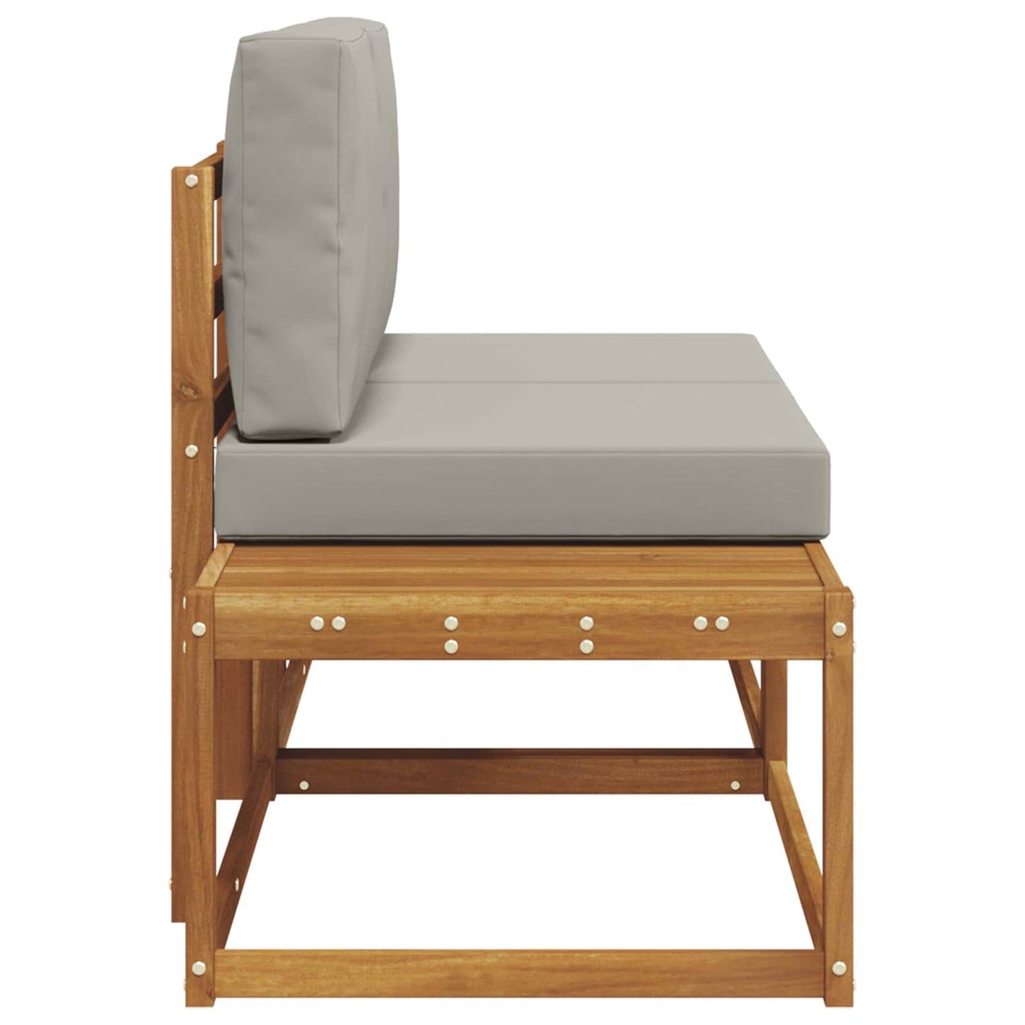 Outdoor End Sofa mit Kissen 2 Stück Natürlich und Hellgrau