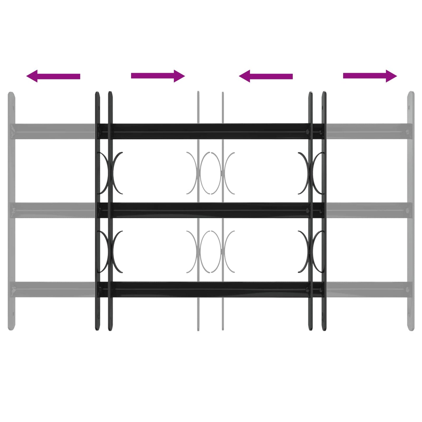 Fenstergitter Schwarz 75,5 x 45 cm Pulverbeschichteter Stahl