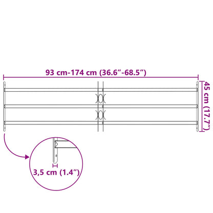 Fenstergitter Schwarz 174 x 45 cm Pulverbeschichteter Stahl