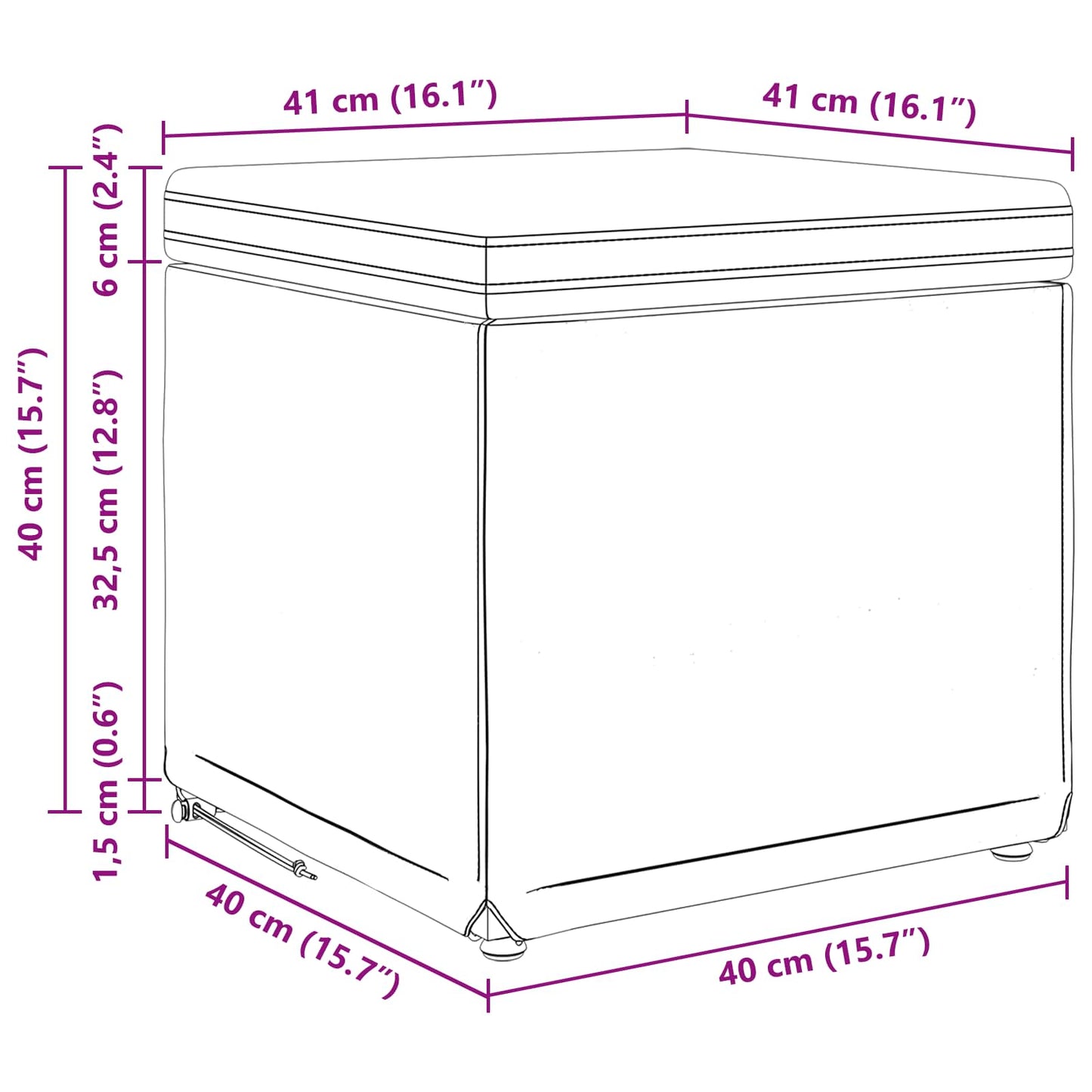 Hocker Schwarz 41 x 41 x 40 cm Samt und Engineering Holz