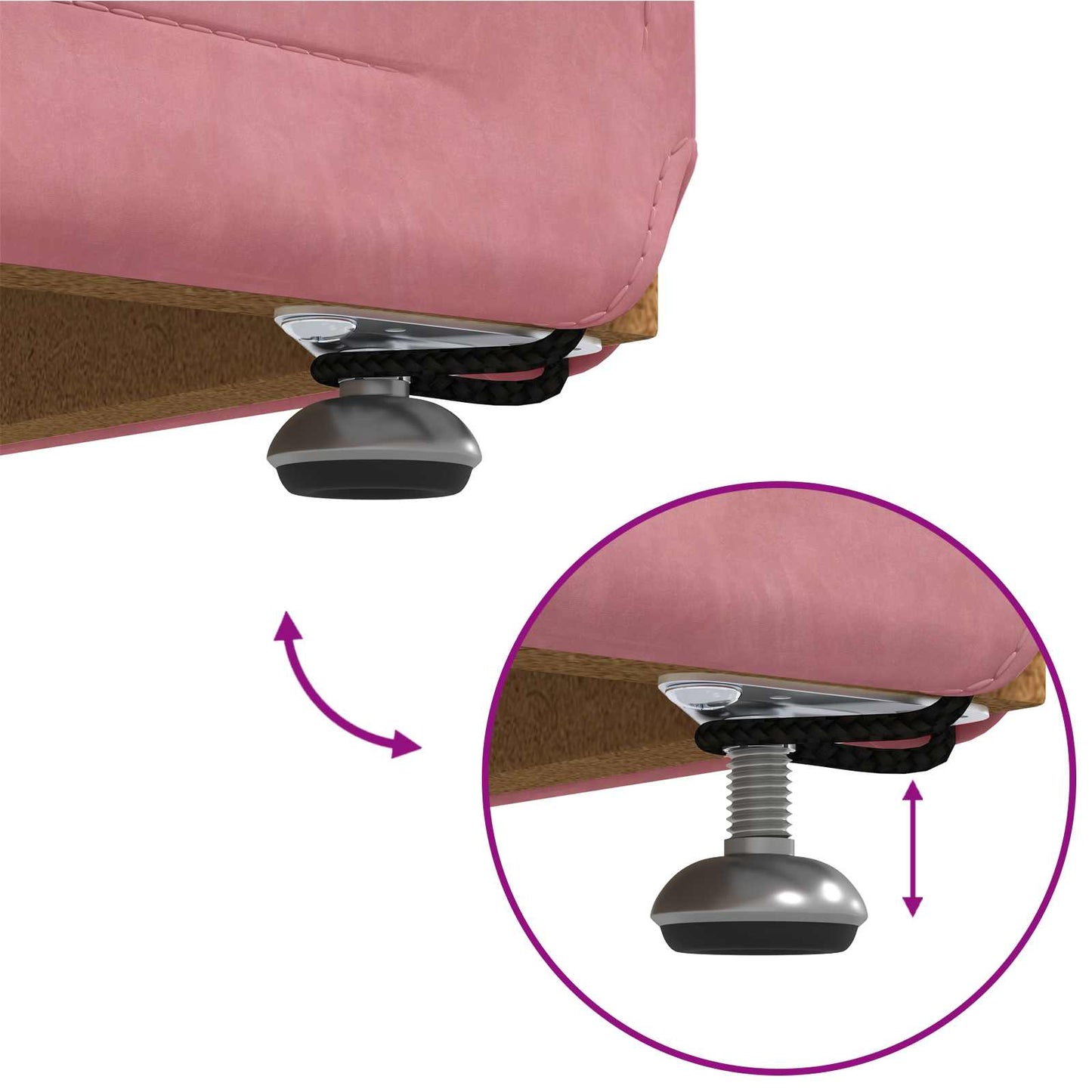 Hocker Rosa 61 x 41 x 40 cm Samt und Engineering Holz