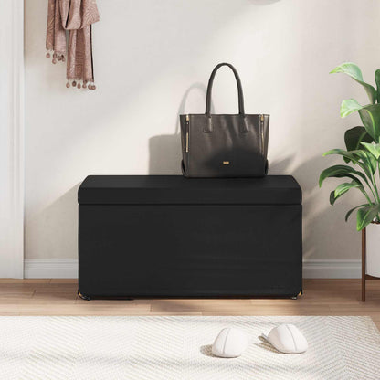 Hocker Schwarz 81 x 41 x 40 cm Kunstleder und Engineering Holz