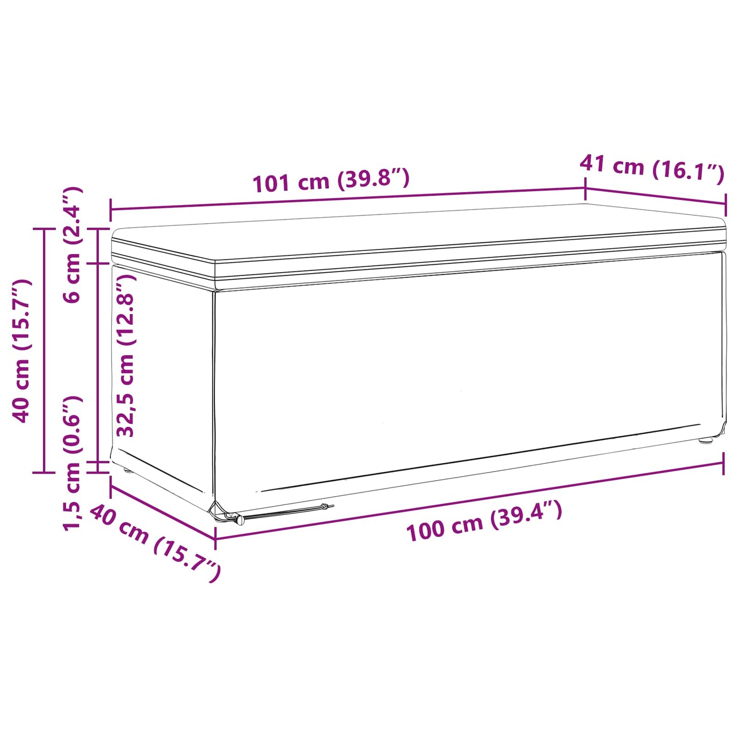 Hocker Taupe 101 x 41 x 40 cm Stoff und Pressholz