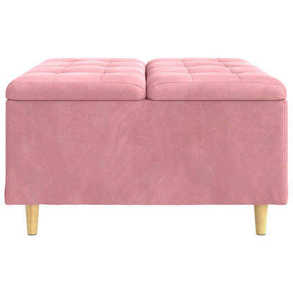 Aufbewahrungsottomane mit Kissen Rosa 80 x 80 x 45 cm Samt