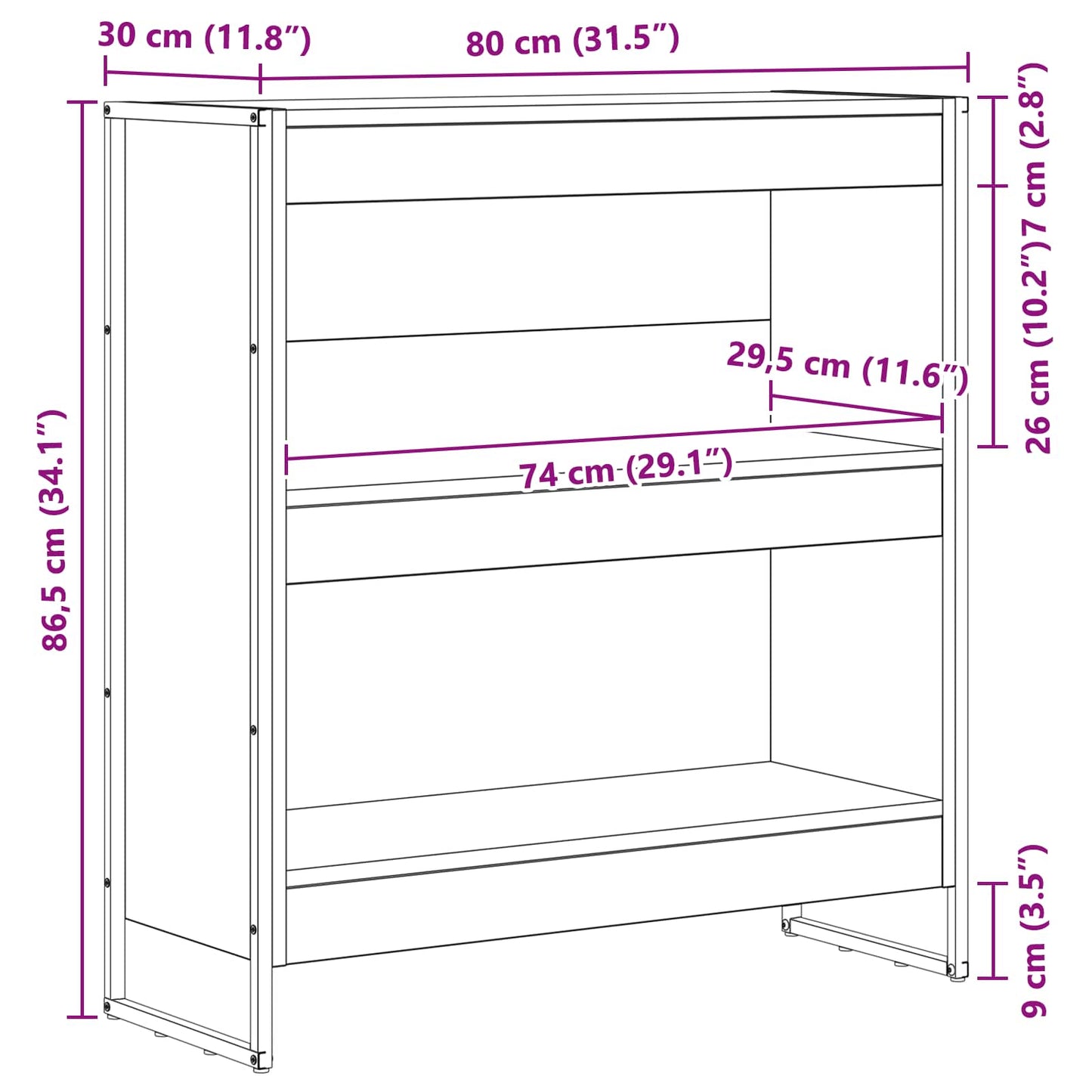 Bücherregal Sonoma 80 x 30 x 155 cm Holzwerkstoff