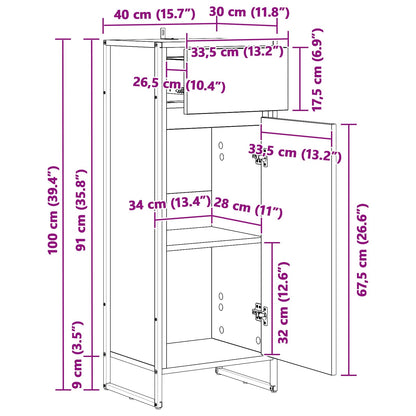 Badezimmerschrank Altholz 40 x 30 x 100 cm Holzwerkstoff