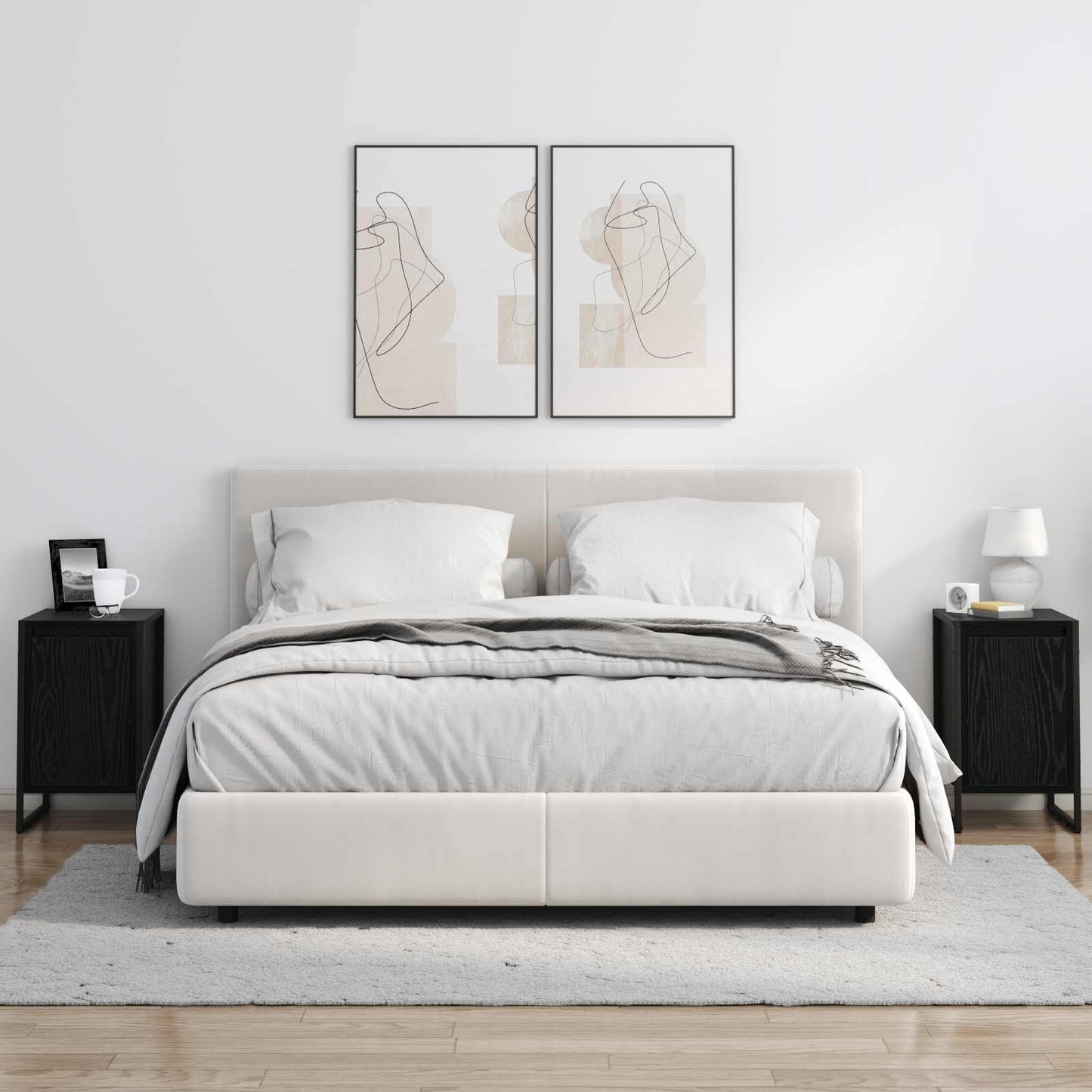 Nachttisch Schwarz Eichen-Optik 39,5 x 30 x 50 cm Holzwerkstoff