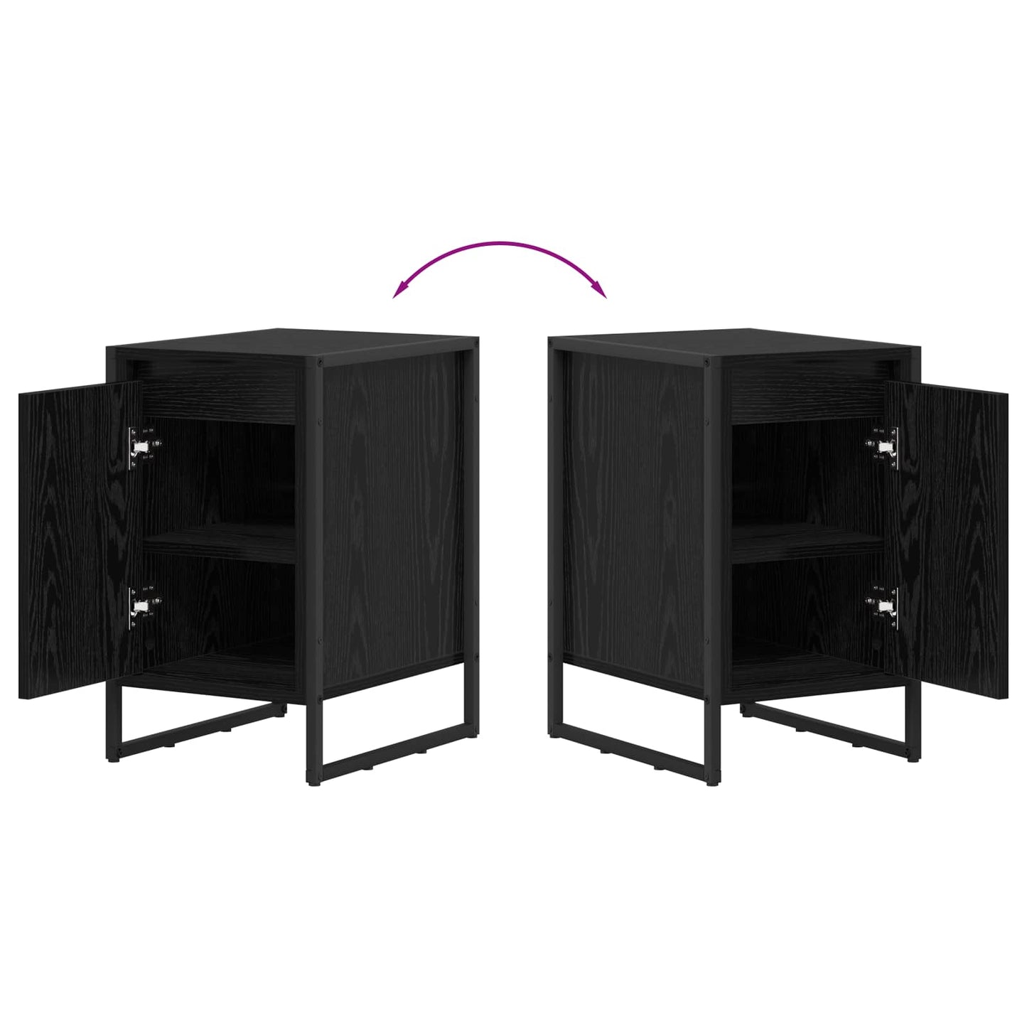 Nachttisch Schwarz Eichen-Optik 39,5 x 30 x 50 cm Holzwerkstoff