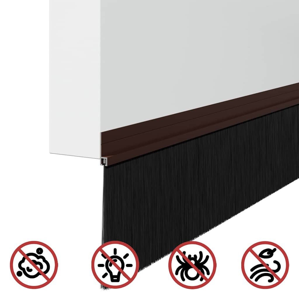 Selbstklebende Türbürstendichtungen 2 pcs Braun 100 cm