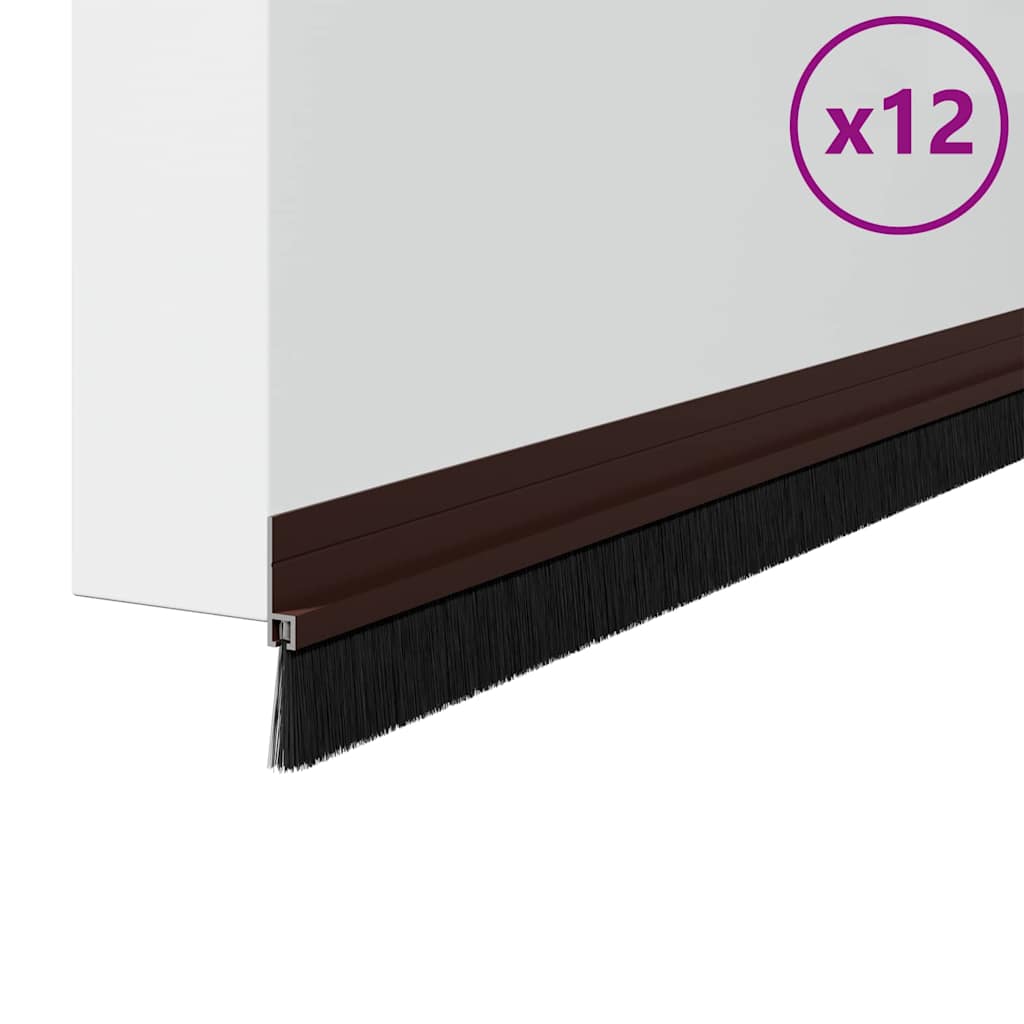 Selbstklebende Türbürstendichtungen 12 pcs Braun 100 cm