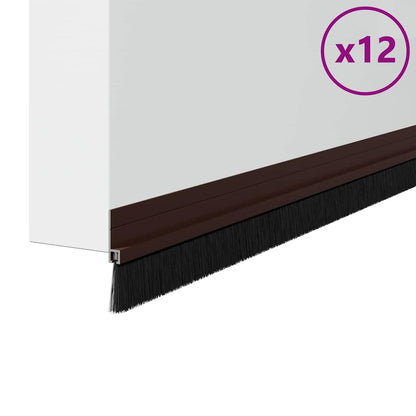 Selbstklebende Türbürstendichtungen 12 pcs Braun 100 cm