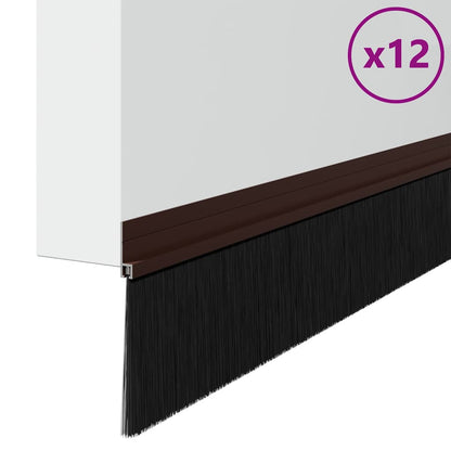 Selbstklebende Türbürstendichtungen 12 pcs Braun 100 cm