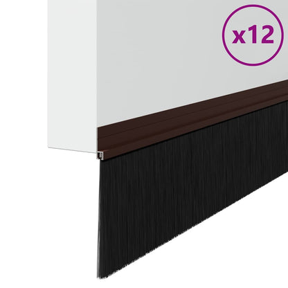 Selbstklebende Türbürstendichtungen 12 pcs Braun 100 cm