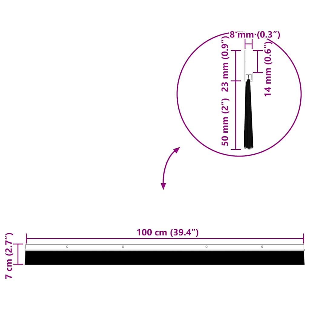 Aufsteck Türbürstendichtungen 6 pcs Braun 100 cm