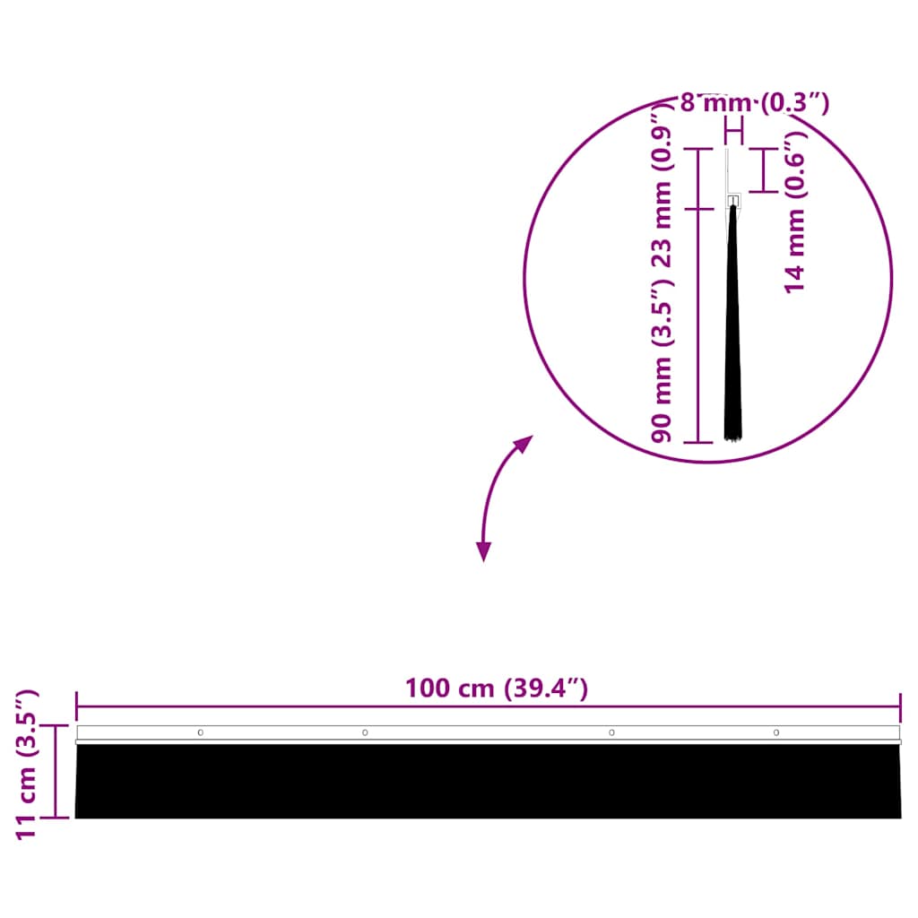 Aufsteck Türbürstendichtungen 6 pcs Braun 100 cm