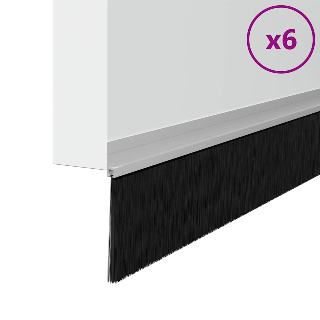 Selbstklebende Türbürstendichtungen 6 pcs Silber 100 cm